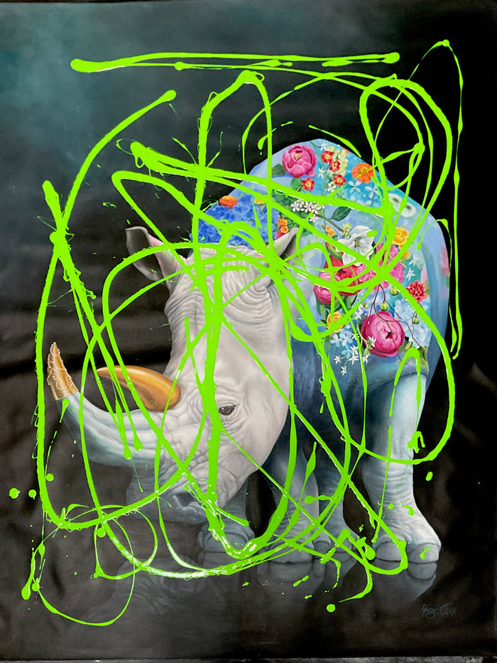 The Rhinarcissist’s Rhinoplasty in acid green neon 72X60