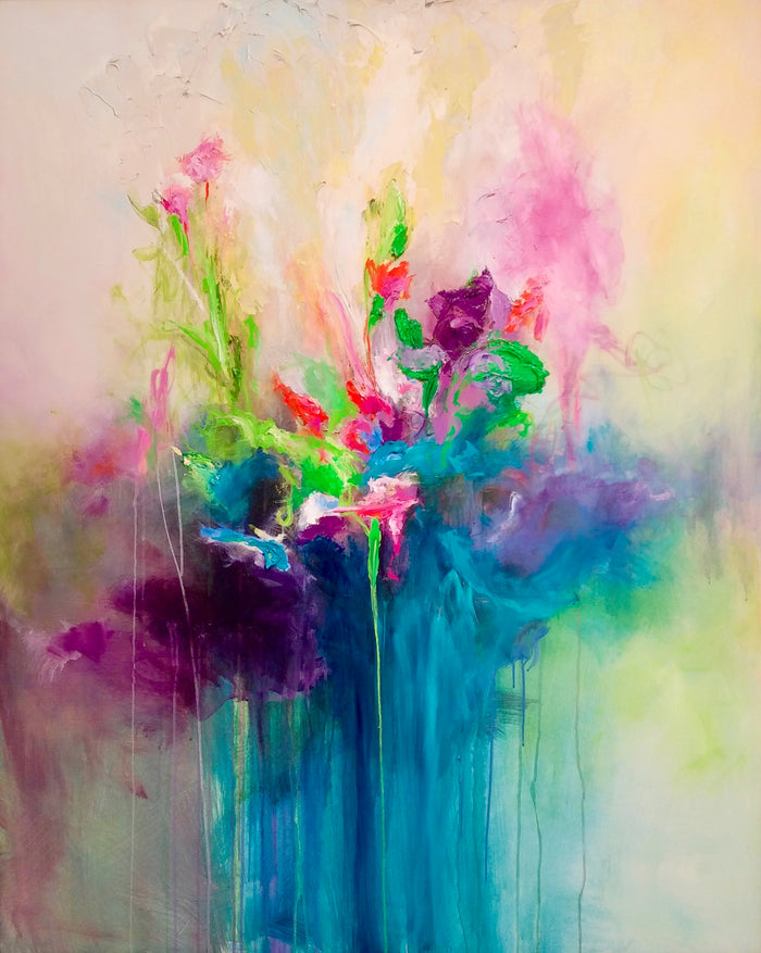 Mixed Media Floral by Ginger Fox, 60 x 48 in
